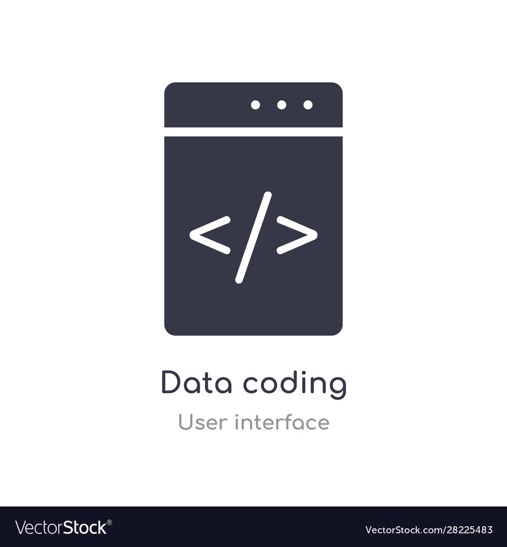 Data coding outline icon isolated line from user
