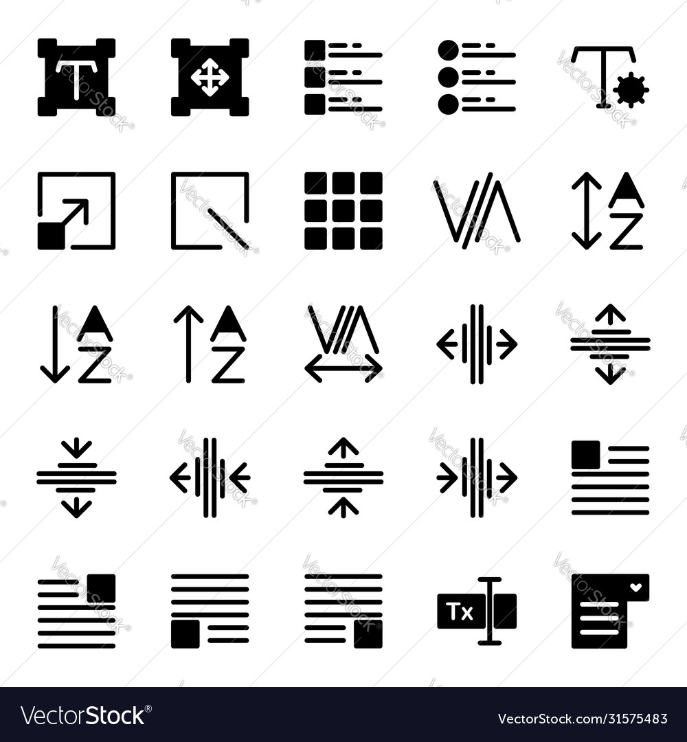 Editing text icon set include vector image Editing text icon set include