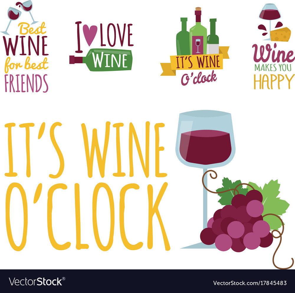 Hand drawn natural badges and labels for wine Vector Image