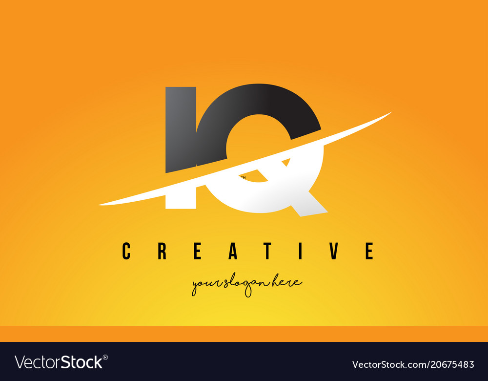 Iq i q letter modern logo design with yellow