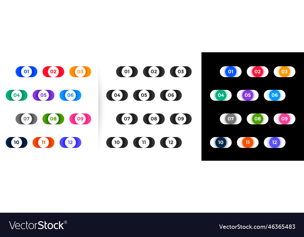 Rounded style numbered bullet points from one