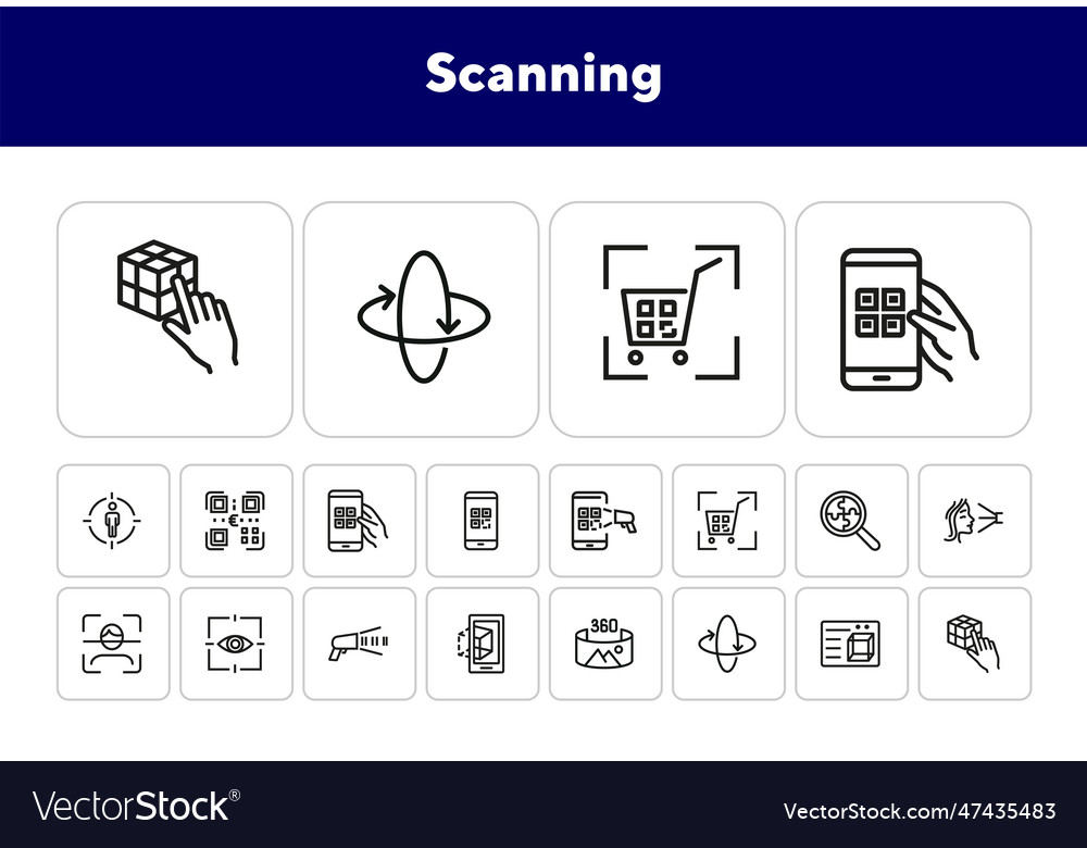 Scanning line icon set vector image Scanning line icon set