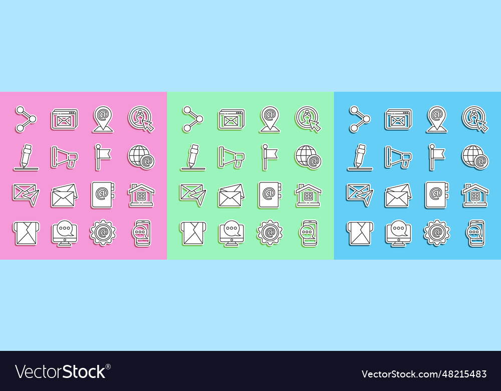 Set line chat messages notification on phone vector image Set line chat messages notification on phone