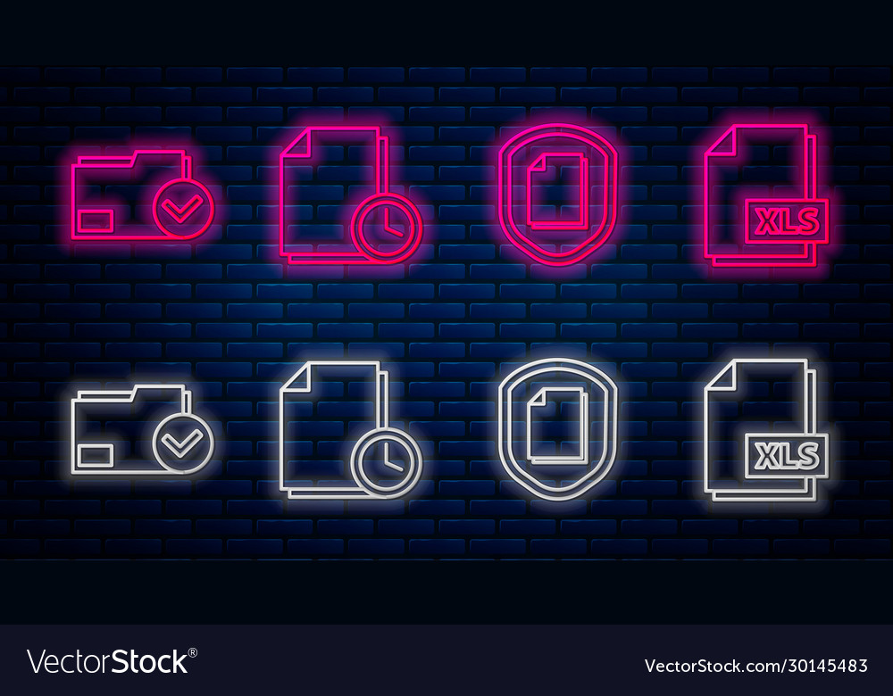 Set line document with clock protection vector image Set line document with clock protection