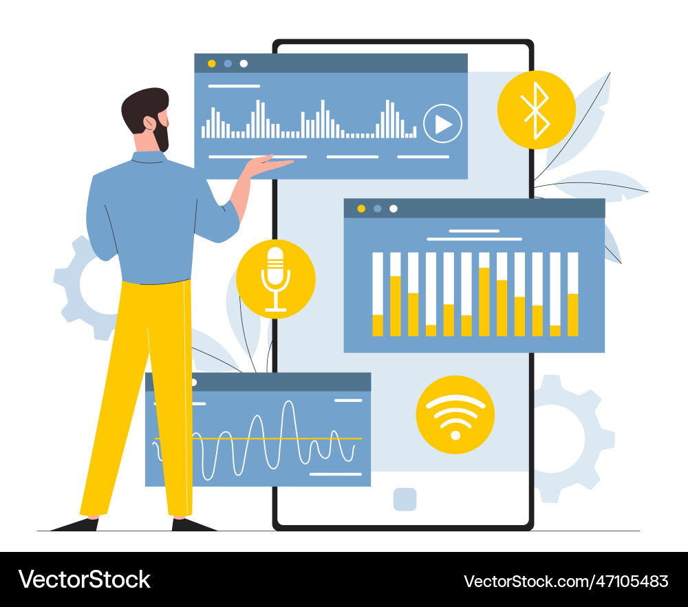 Voice assistant software Royalty Free Vector Image