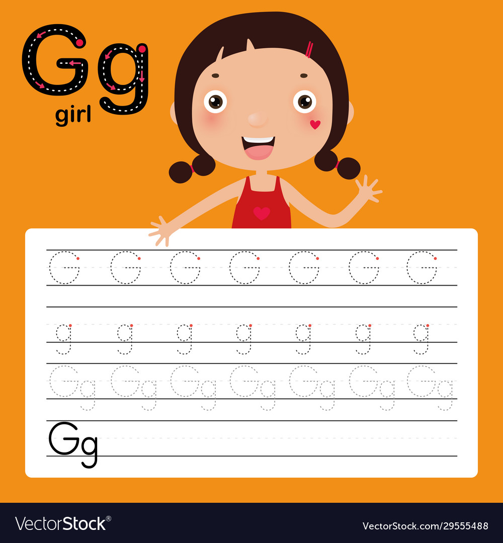 Alphabet g worksheet learning english vocabulary vector image Alphabet g worksheet learning english vocabulary