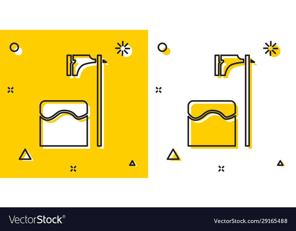 Black executioner axe in tree block icon isolated vector image Black executioner axe in tree block icon isolated