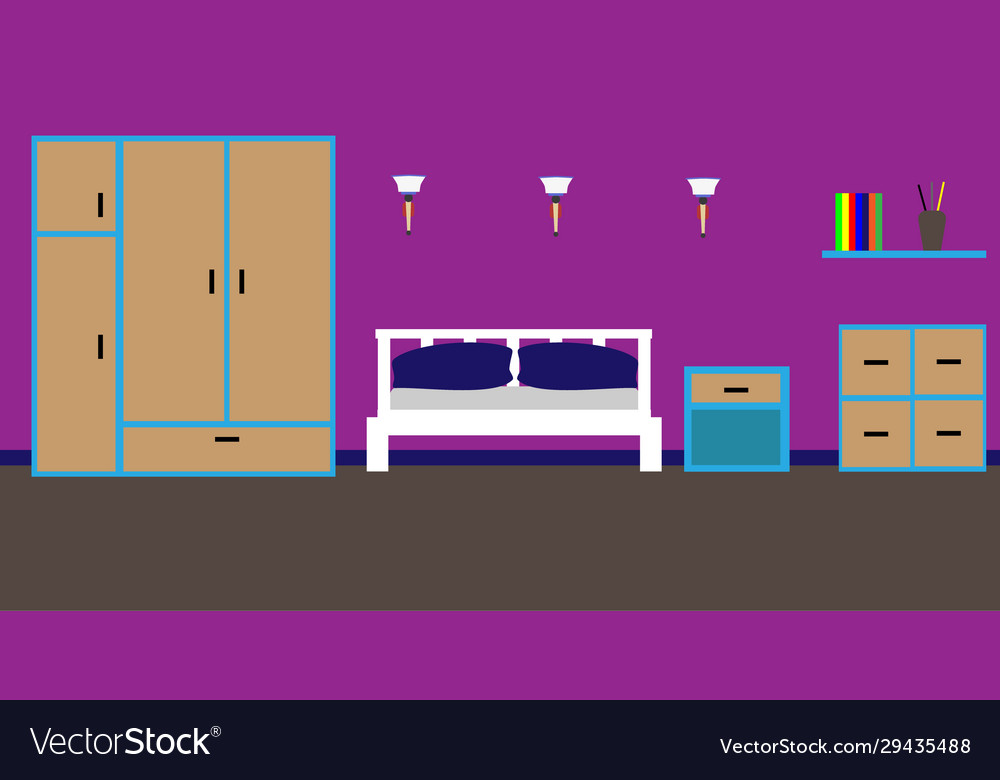 Cartoon cozy modern bedroom living room Royalty Free Vector