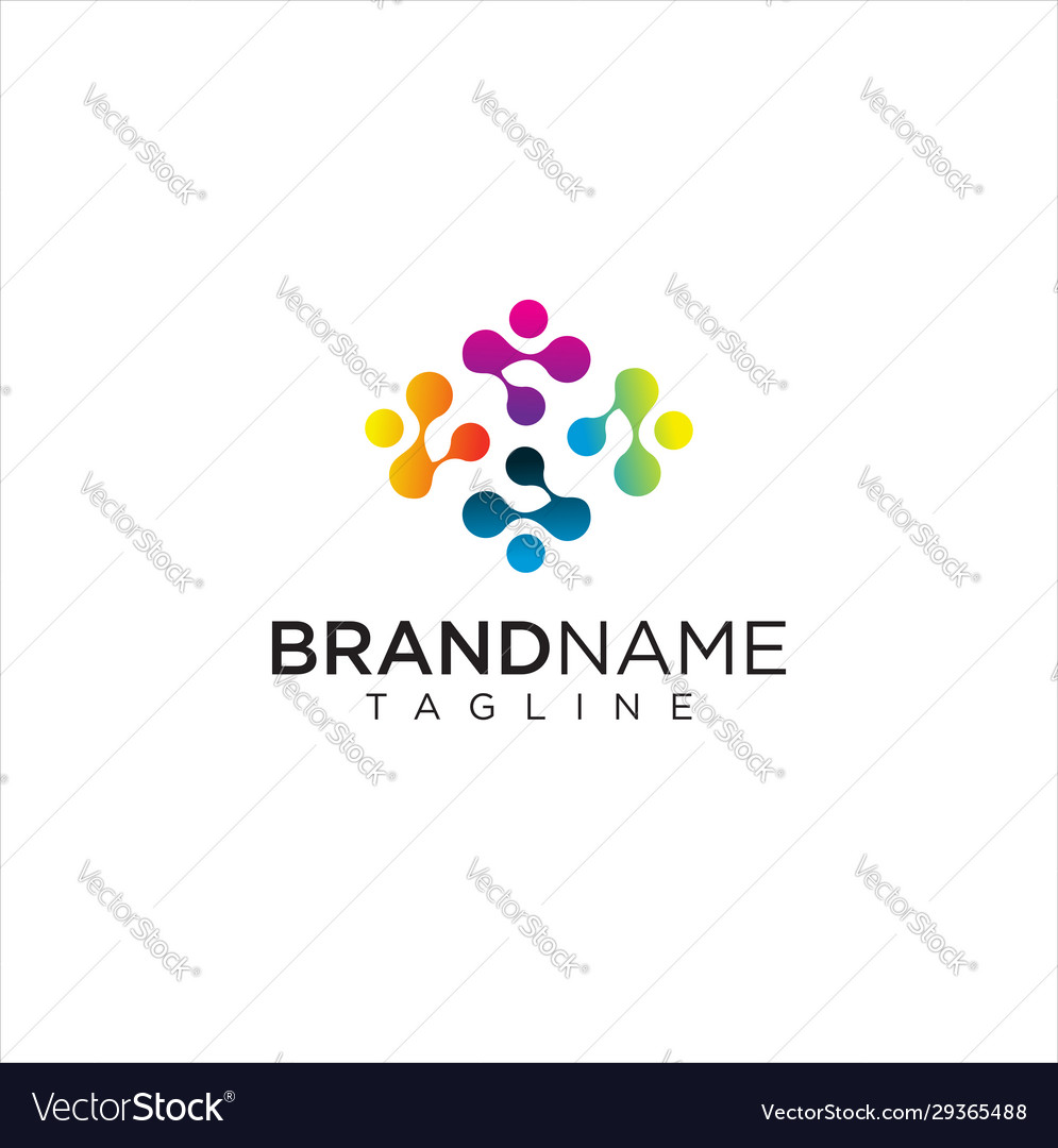 Colorful biotechnology molecule atom dna chip logo