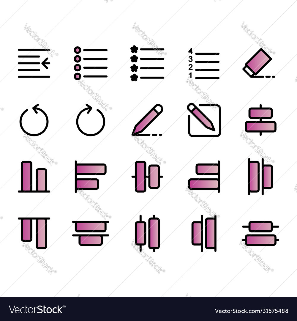 Editing text icon set include