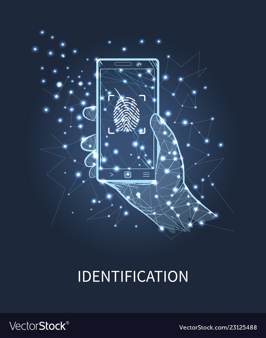 Identification mobile phone with print vector image Identification mobile phone with print