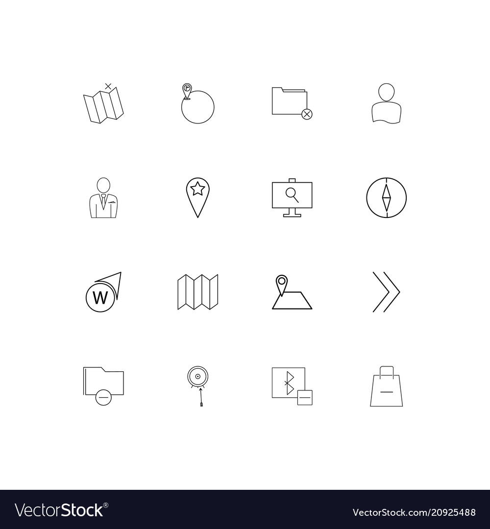 Maps and navigation linear thin icons set