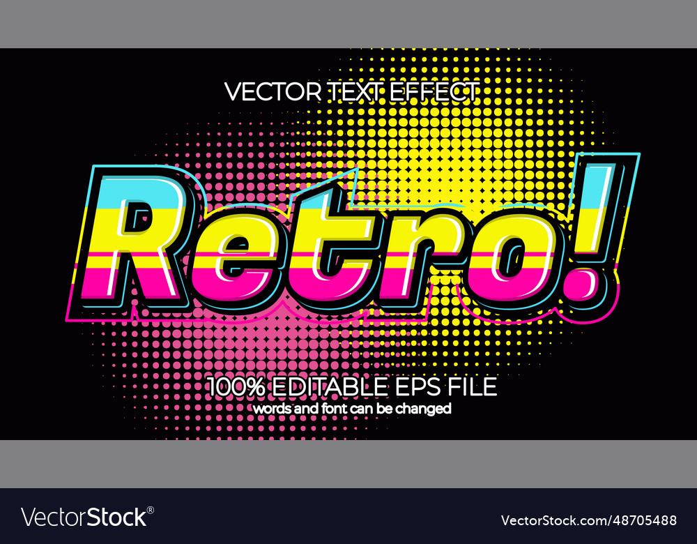 Old school retro editable text effect style eps