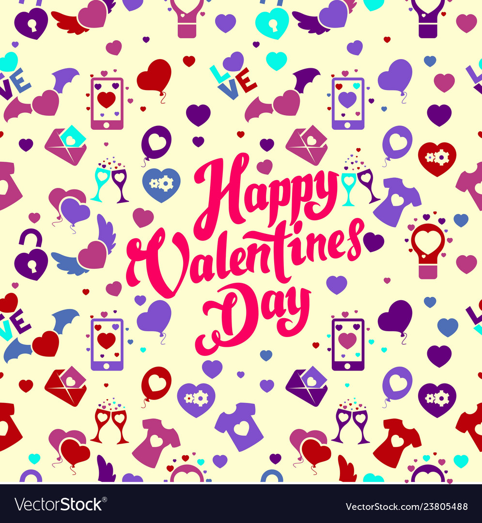 Seamless pattern of cute hearts with handwriting vector image Seamless pattern of cute hearts with handwriting