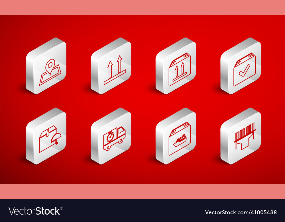 Set line scanner scanning bar code this side up vector image Set line scanner scanning bar code this side up