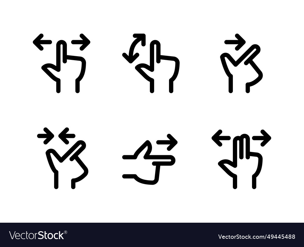 Simple set of hand gestures related line icons