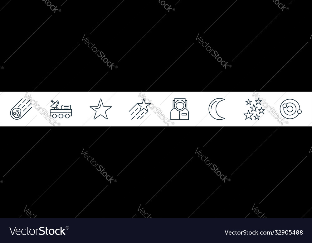 Space line icons linear set quality vector image Space line icons linear set quality