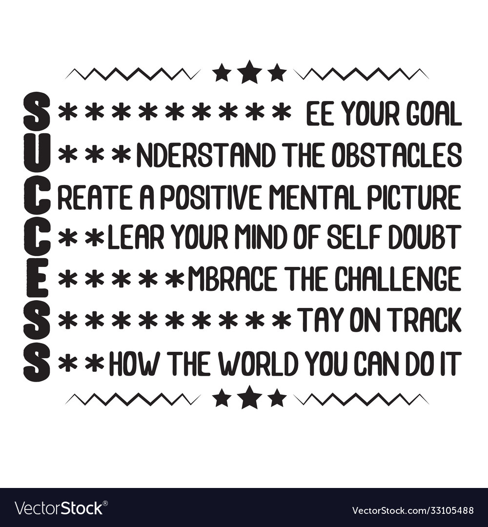 S ee Your Goal U nderstand The Obstacles C reate A Positive Mental Picture  C lear Your Mind Of Self Doubt E mbrace The Challenge S tay On…