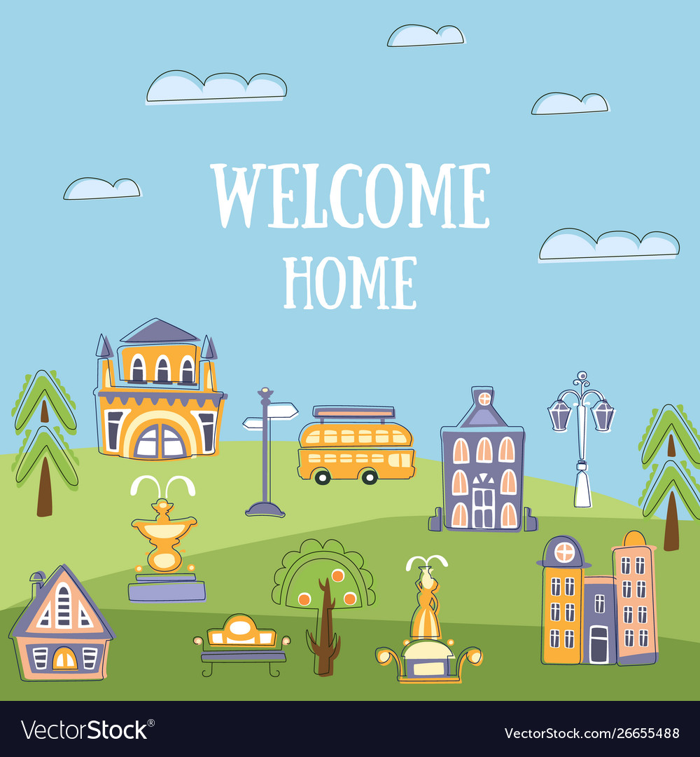 Welcome home banner template summer urban Vector Image