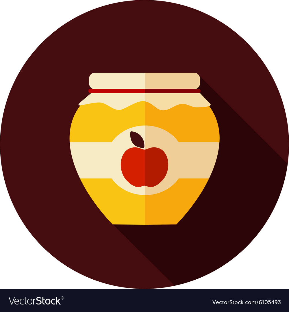 Apple jam jar flat icon with long shadow