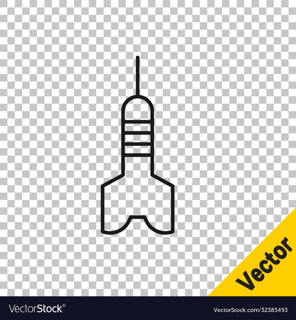 Black line dart arrow icon isolated on transparent vector image Black line dart arrow icon isolated on transparent