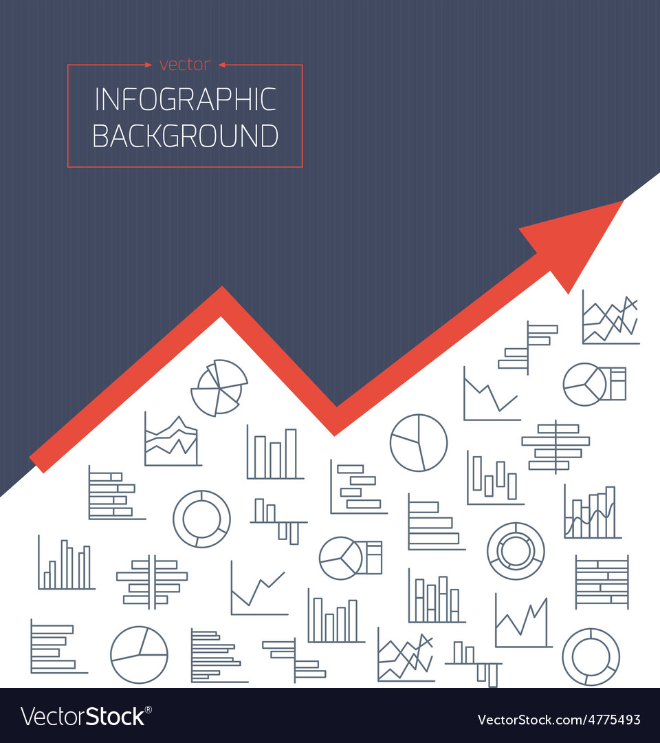 Business background with chart icons in thin lines