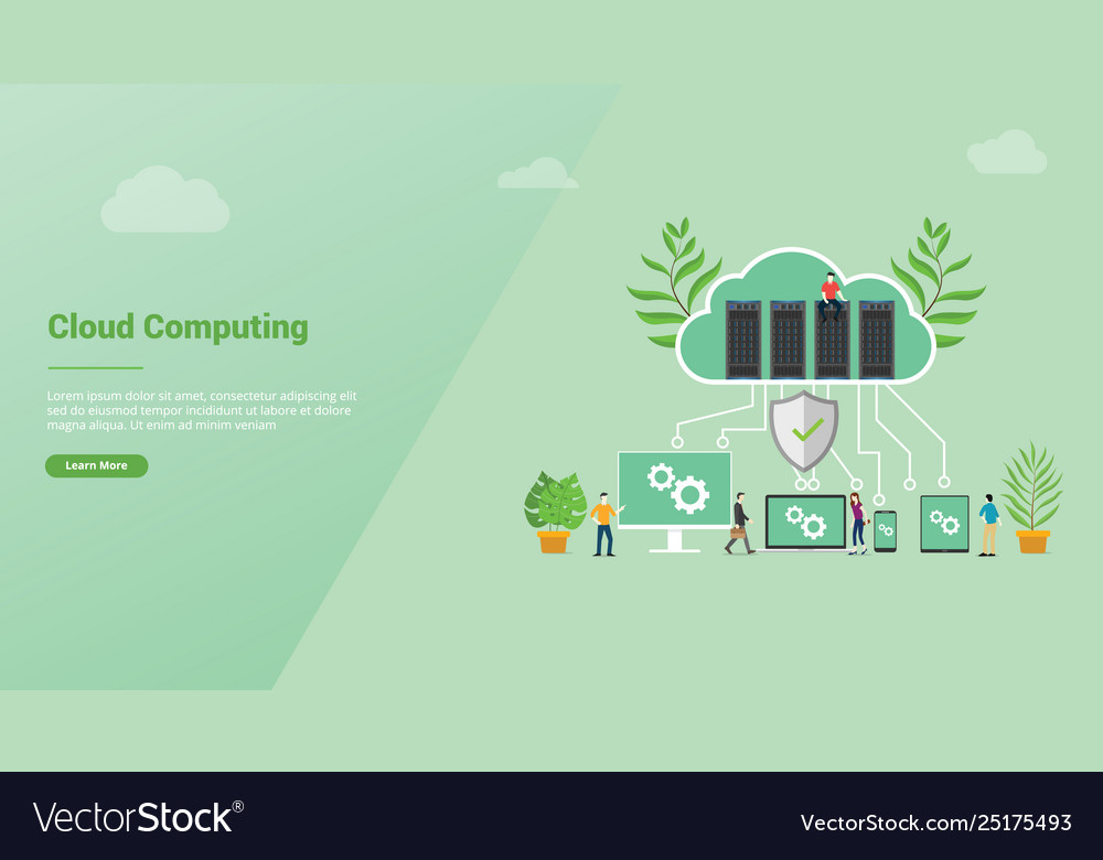 Cloud computing concept with database server vector image Cloud computing concept with database server