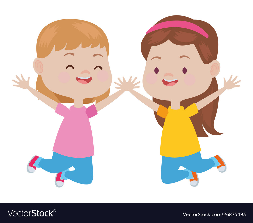 Cute happy kids having fun cartoons Royalty Free Vector