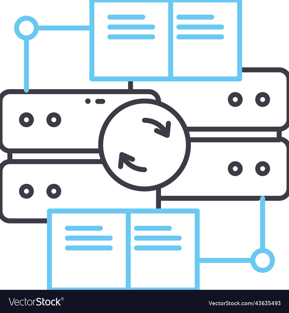Data synchronization line icon outline symbol vector image Data synchronization line icon outline symbol