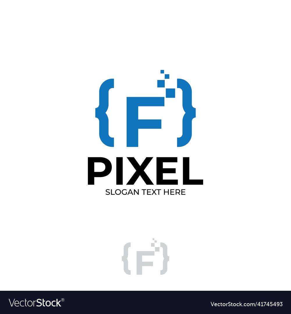Digital code logo with letter f design coding