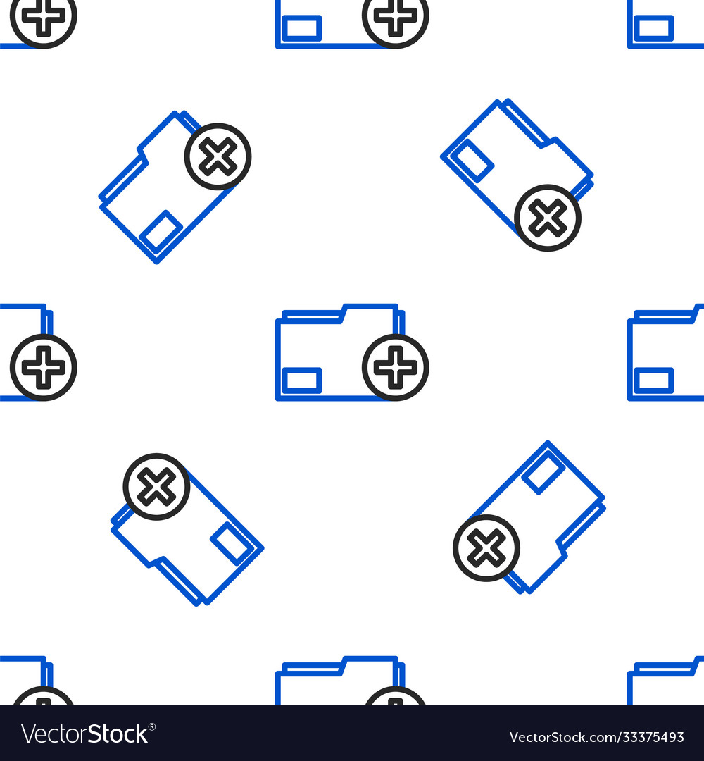 Line add new folder icon isolated seamless pattern vector image Line add new folder icon isolated seamless pattern