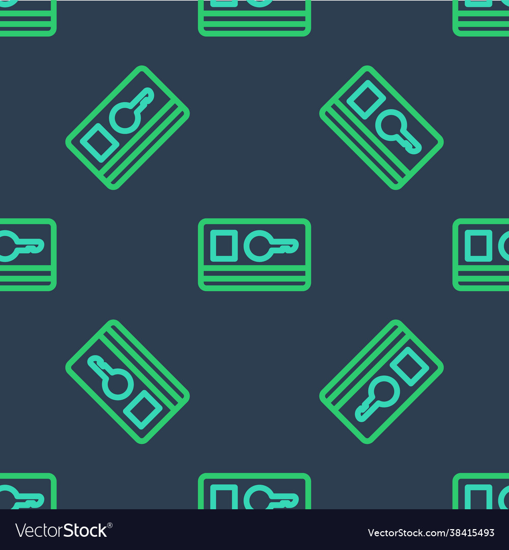 Line key card icon isolated seamless pattern vector image Line key card icon isolated seamless pattern