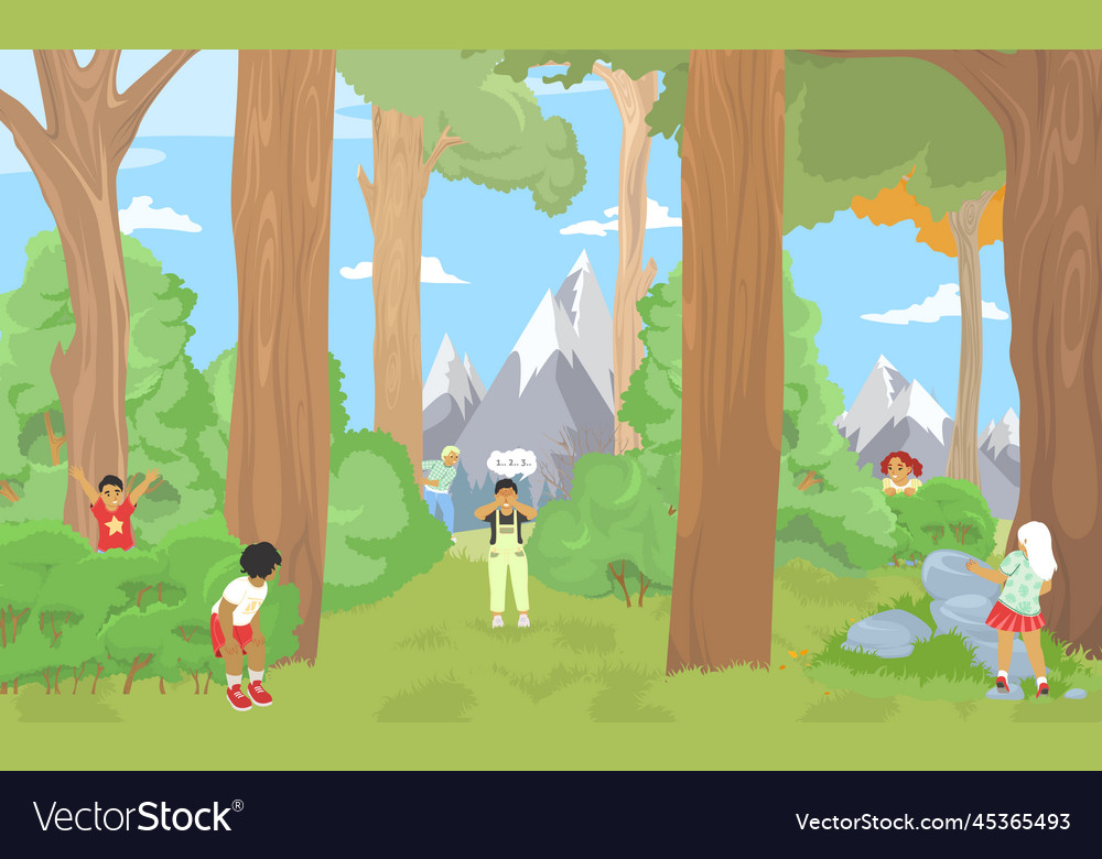 Children playing hide and seek at the park Vector Image