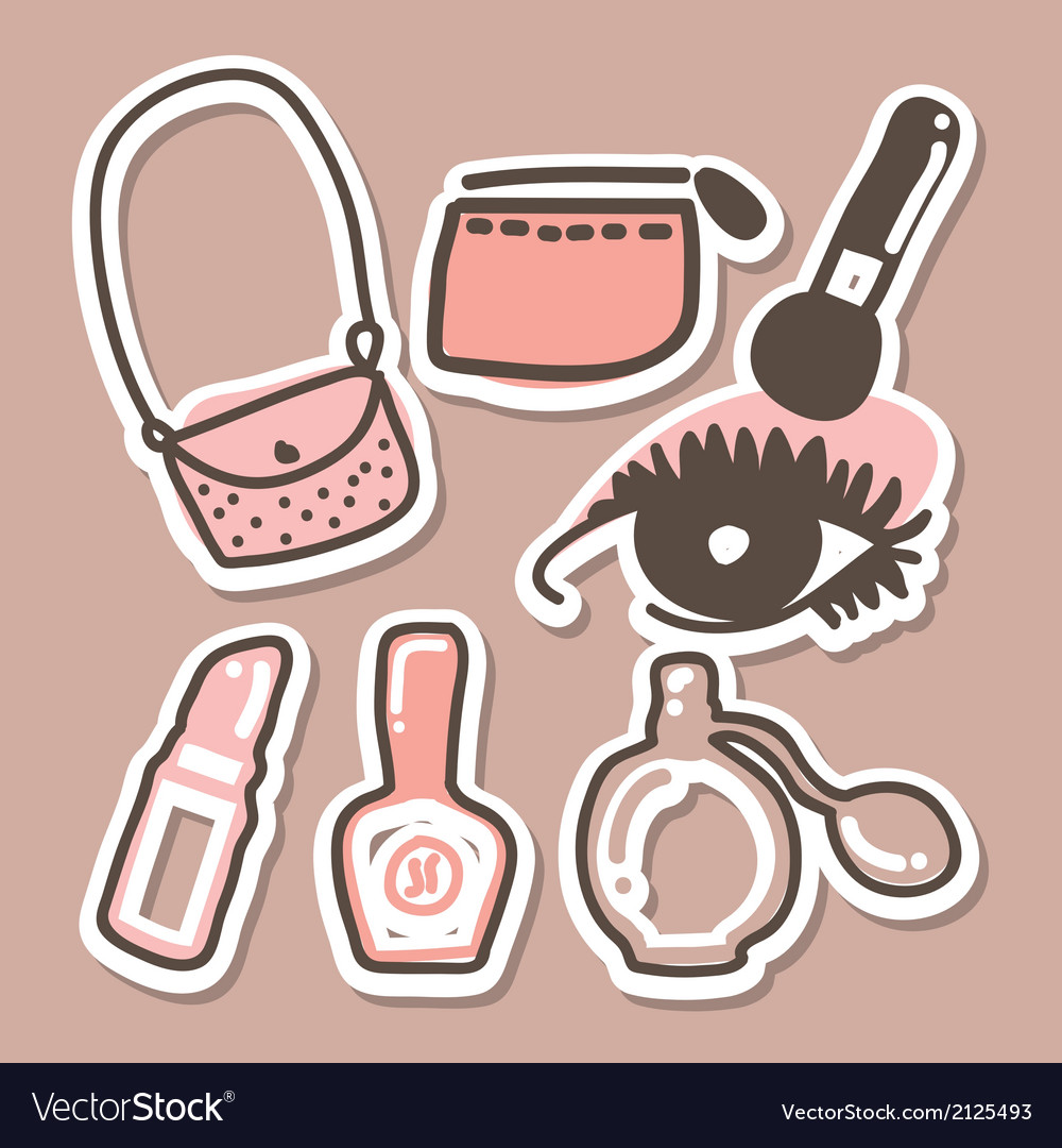 Makeup icons over brown background