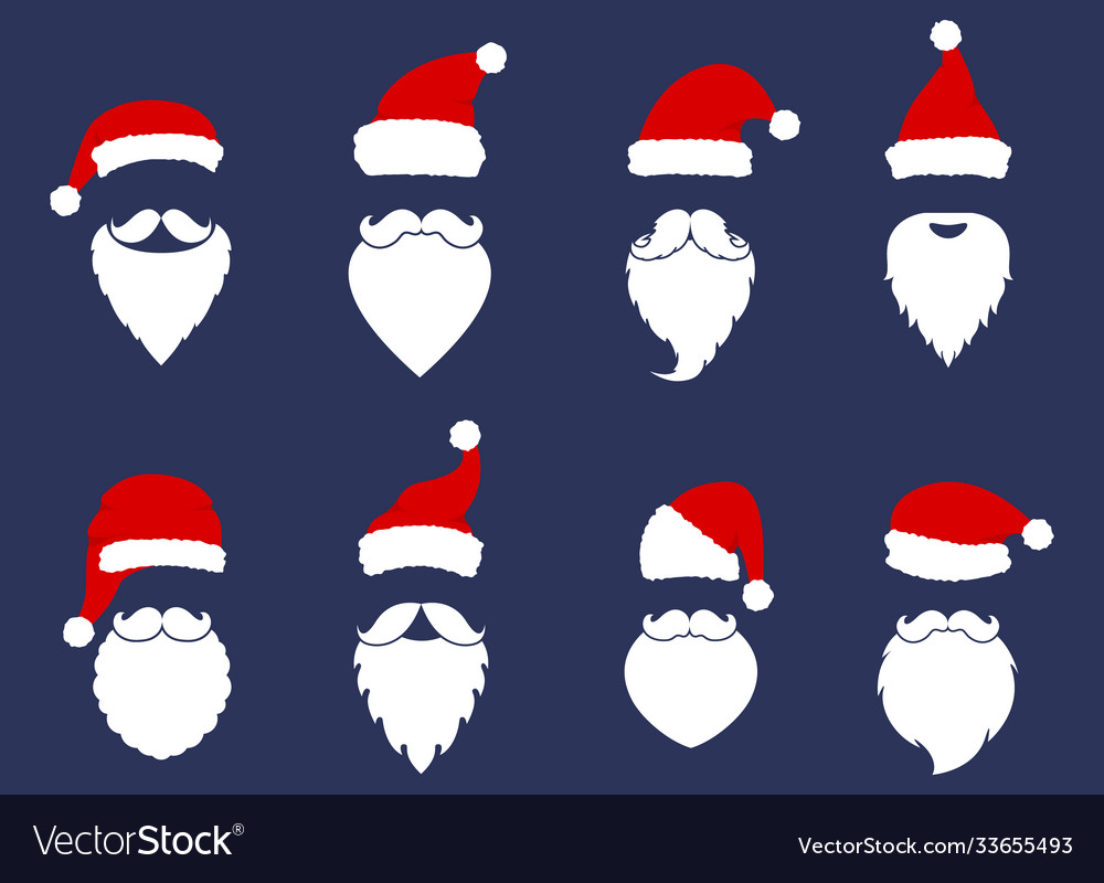 Santa claus hat and beards Royalty Free Vector Image