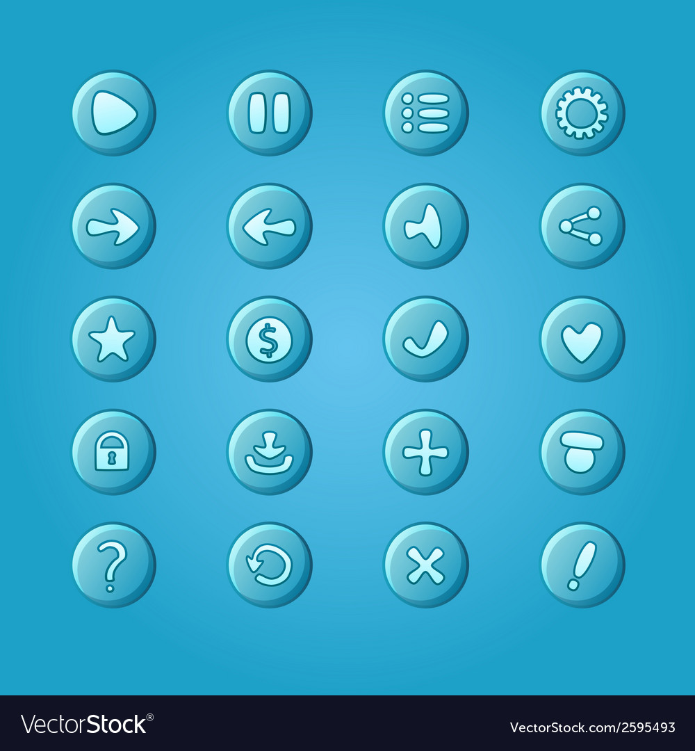 Set of mobile bright blue elements for ui game