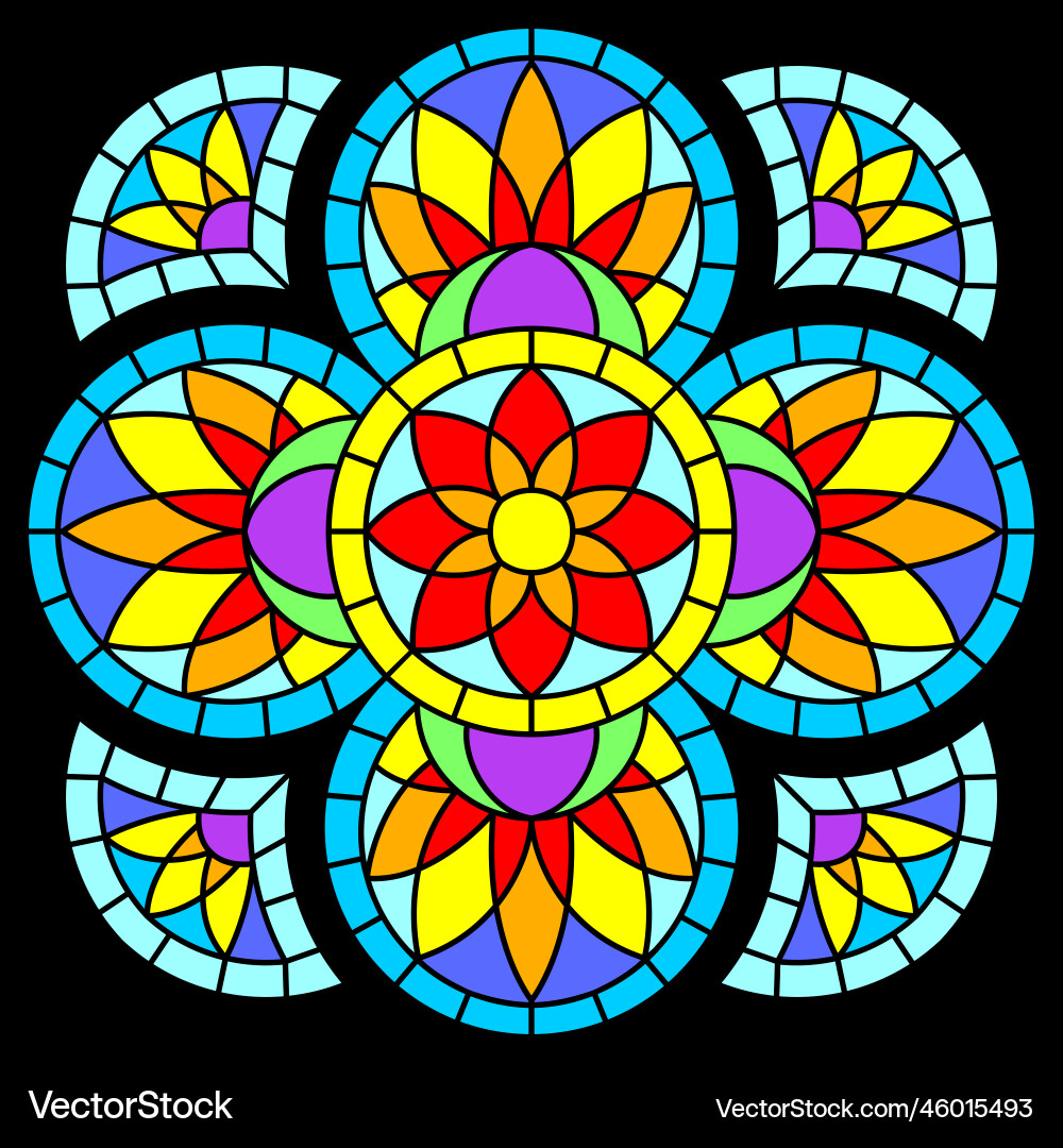 Stained-glass window in gothic style medieval Vector Image