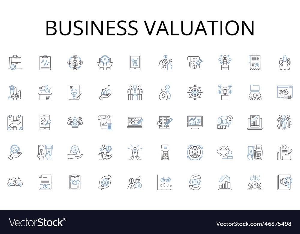 Business valuation line icons collection proptech