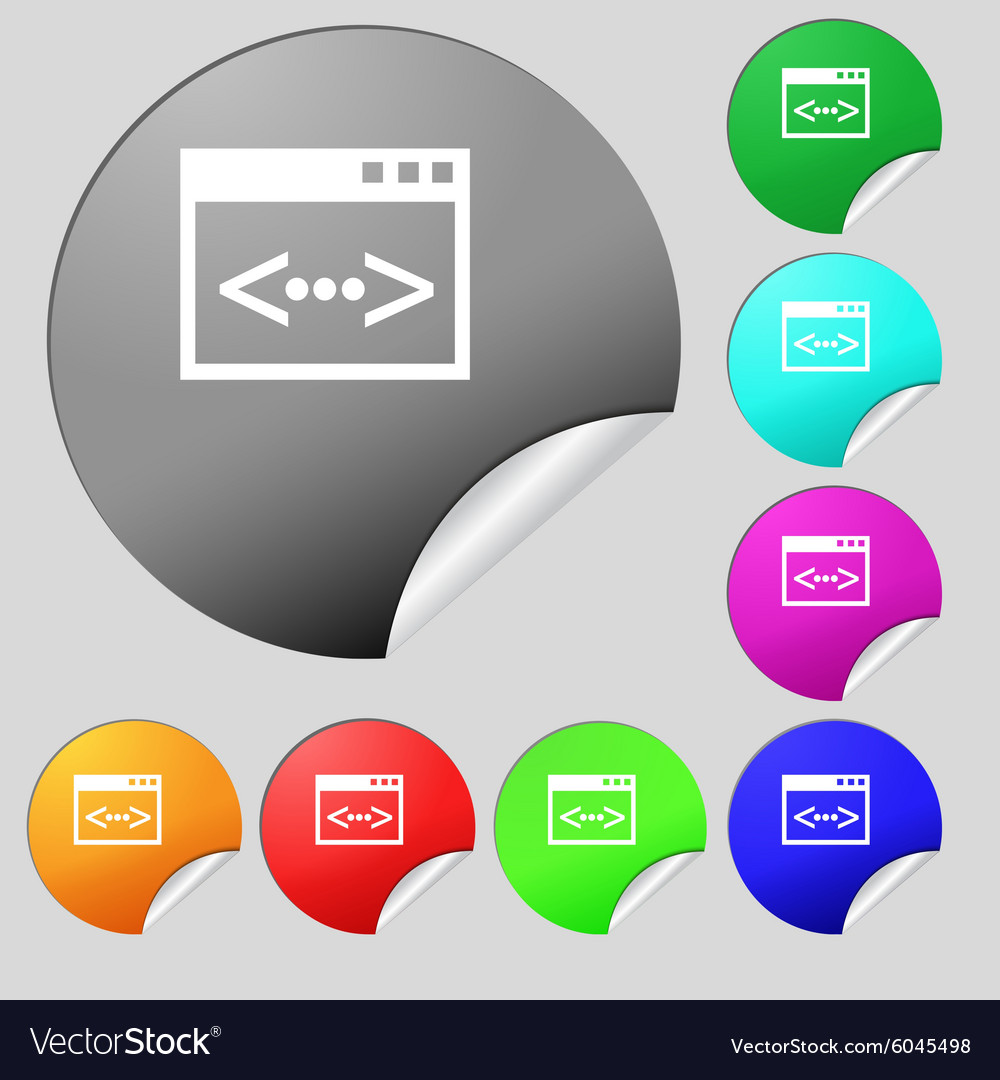 Code sign icon programmer symbol set of eight