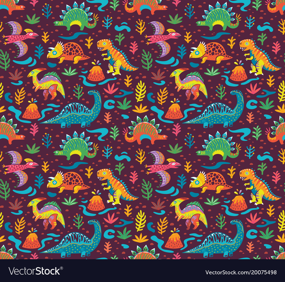 Cute Dinosaur Seamless Pattern