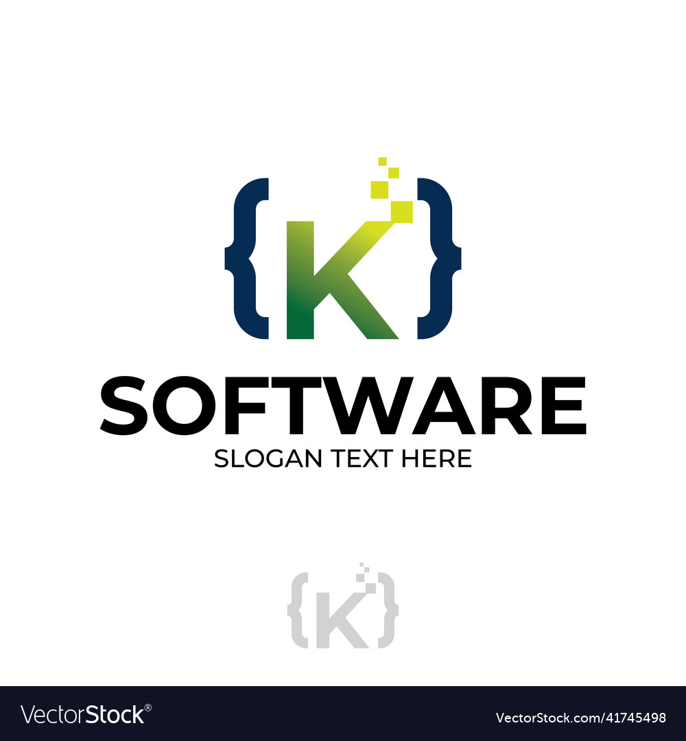 Digital code logo with letter k design coding