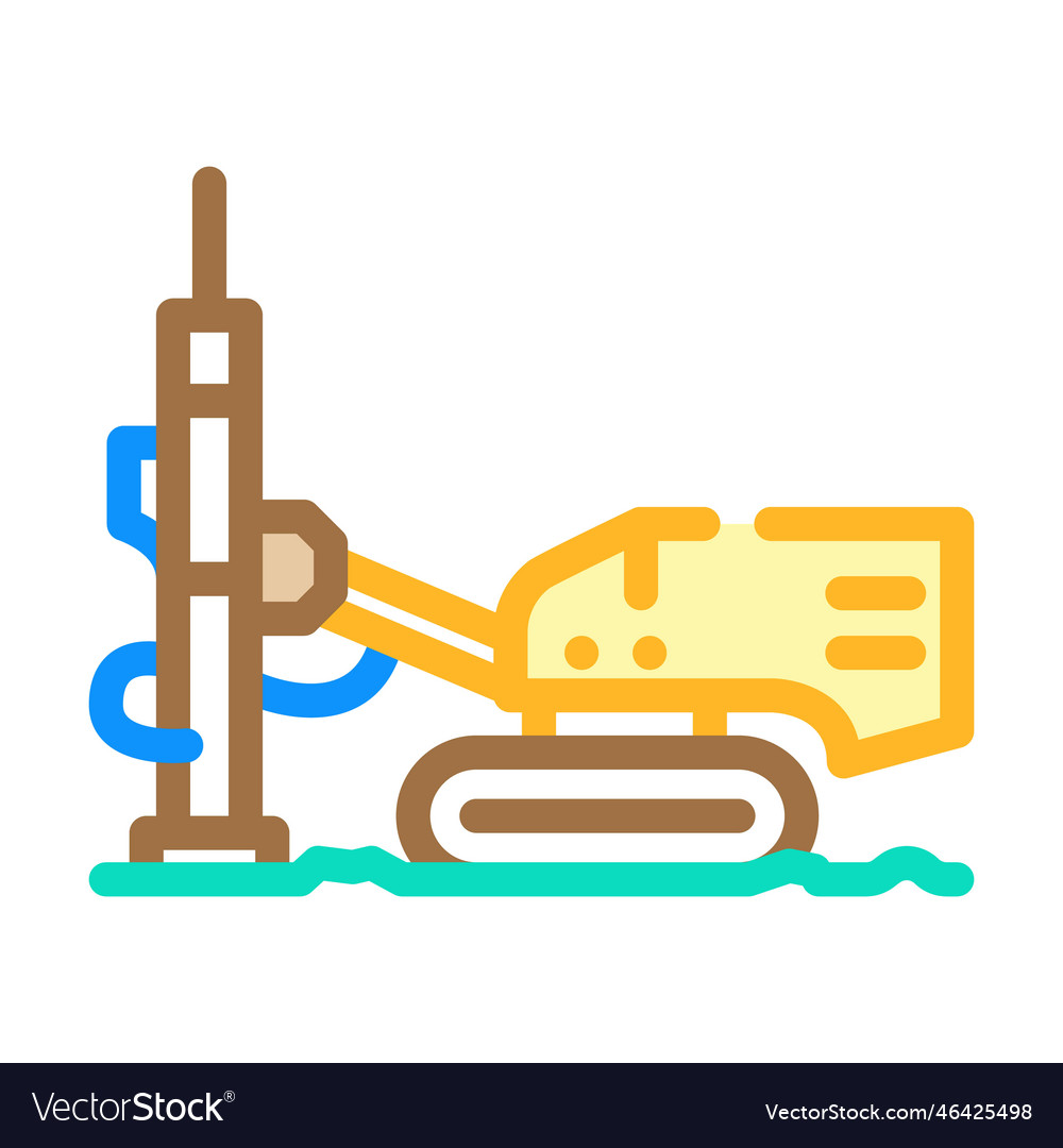 Drill rig copper production color icon