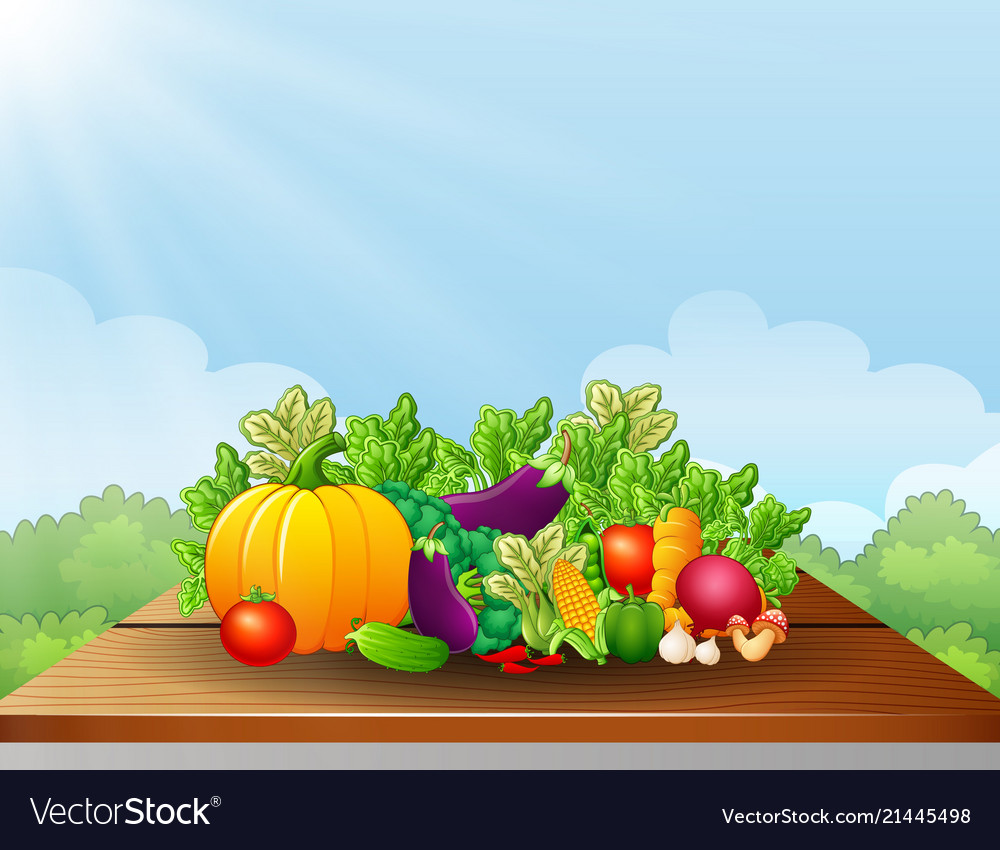 Fresh vegetables on table Royalty Free Vector Image