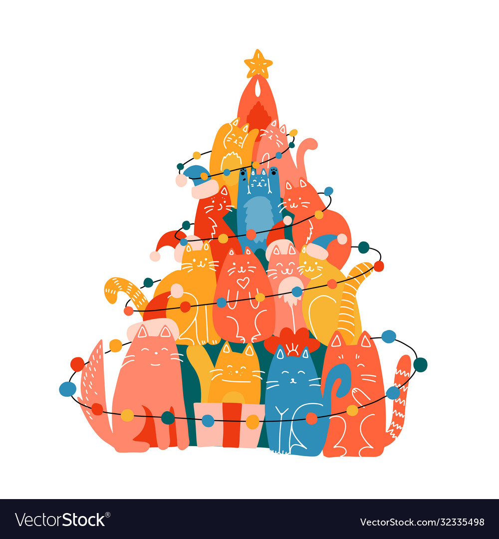 Funny Cats Christmas Tree