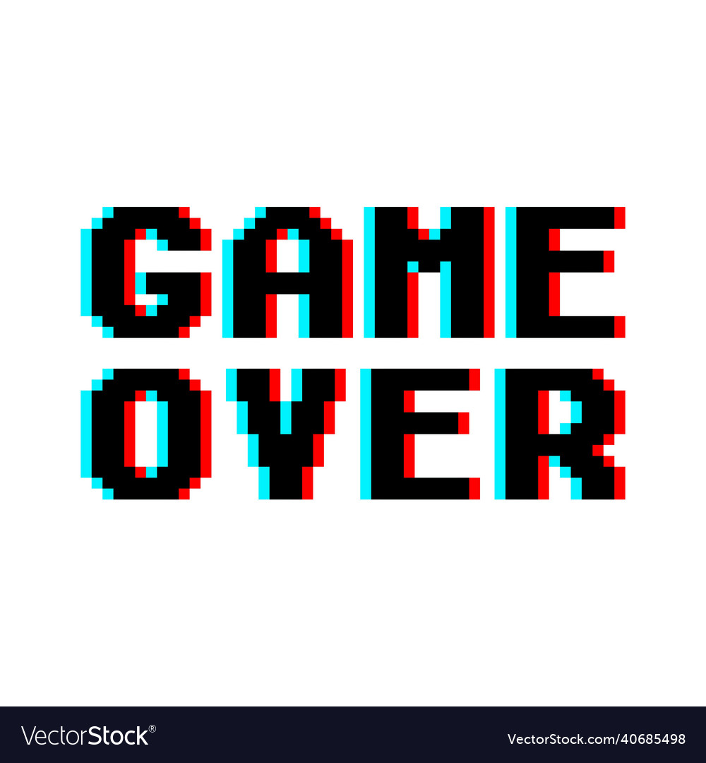 Game over in retro pixel art design glitch