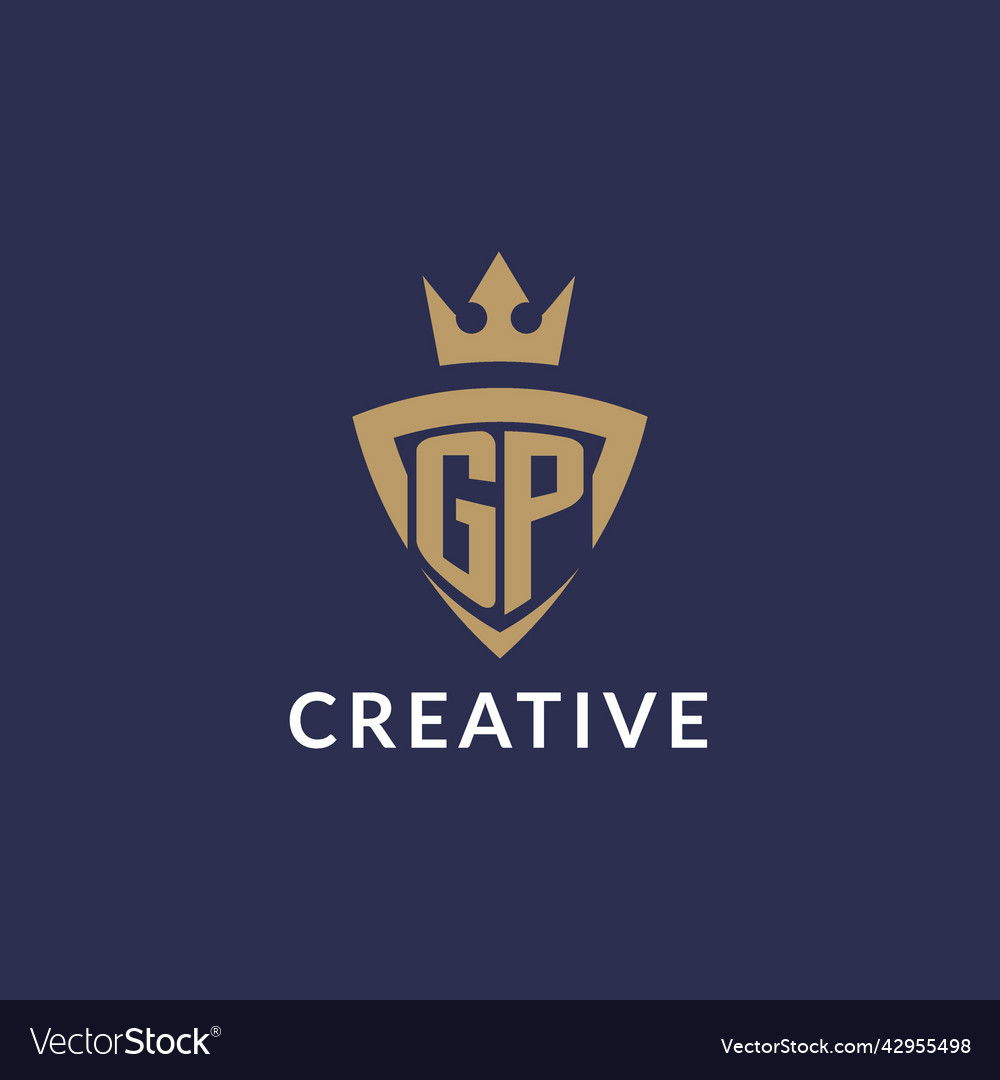Gp logo with shield and crown monogram initial