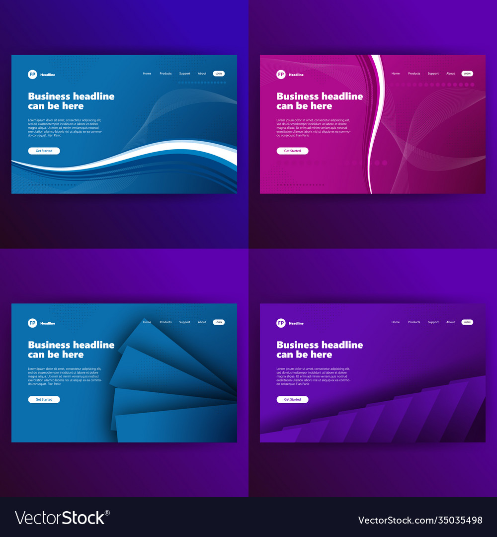 Landing page template with gradient modern webpage