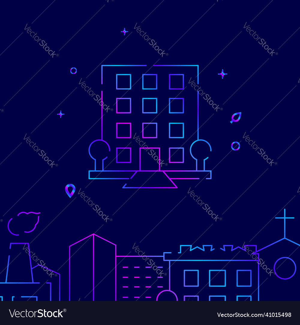 Luxury house hotel condo gradient line icon