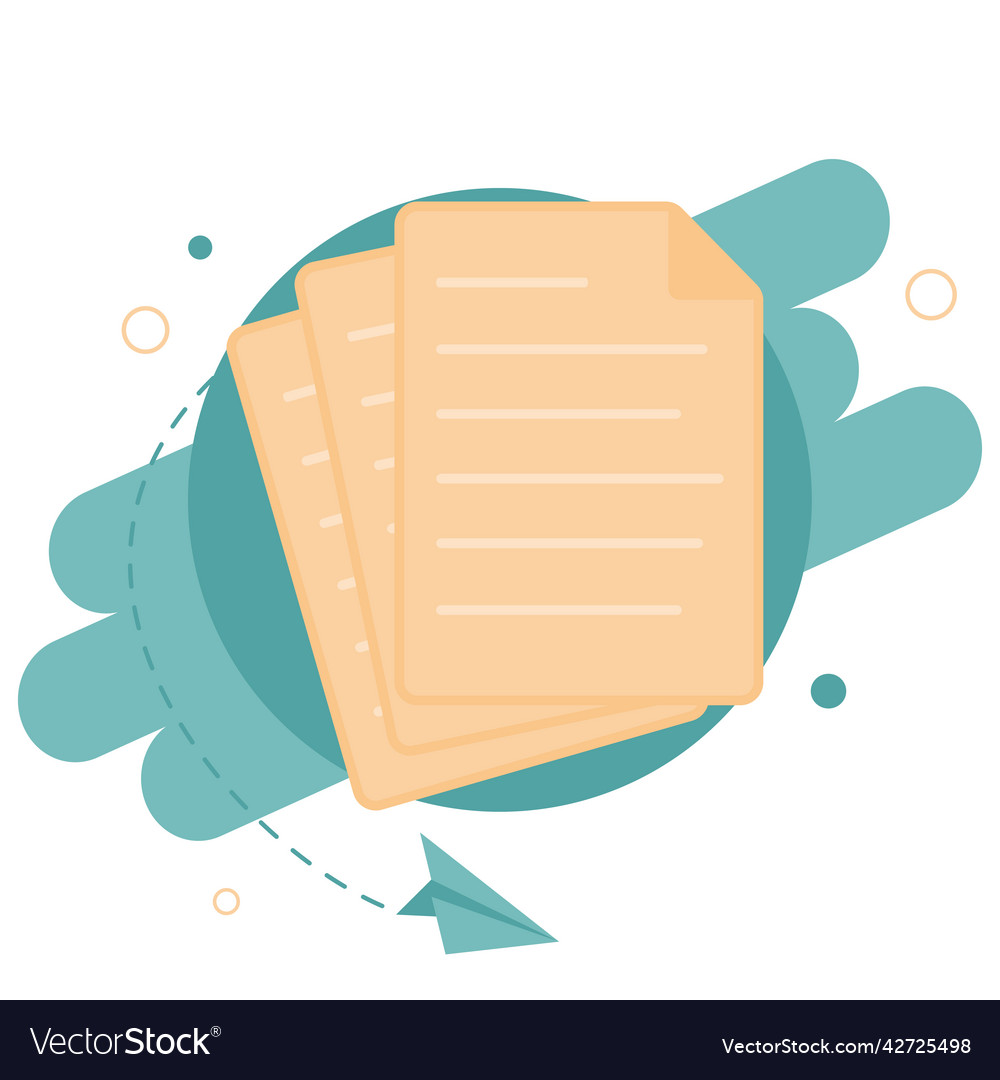 Paper list document icon with airplane vector image Paper list document icon with airplane