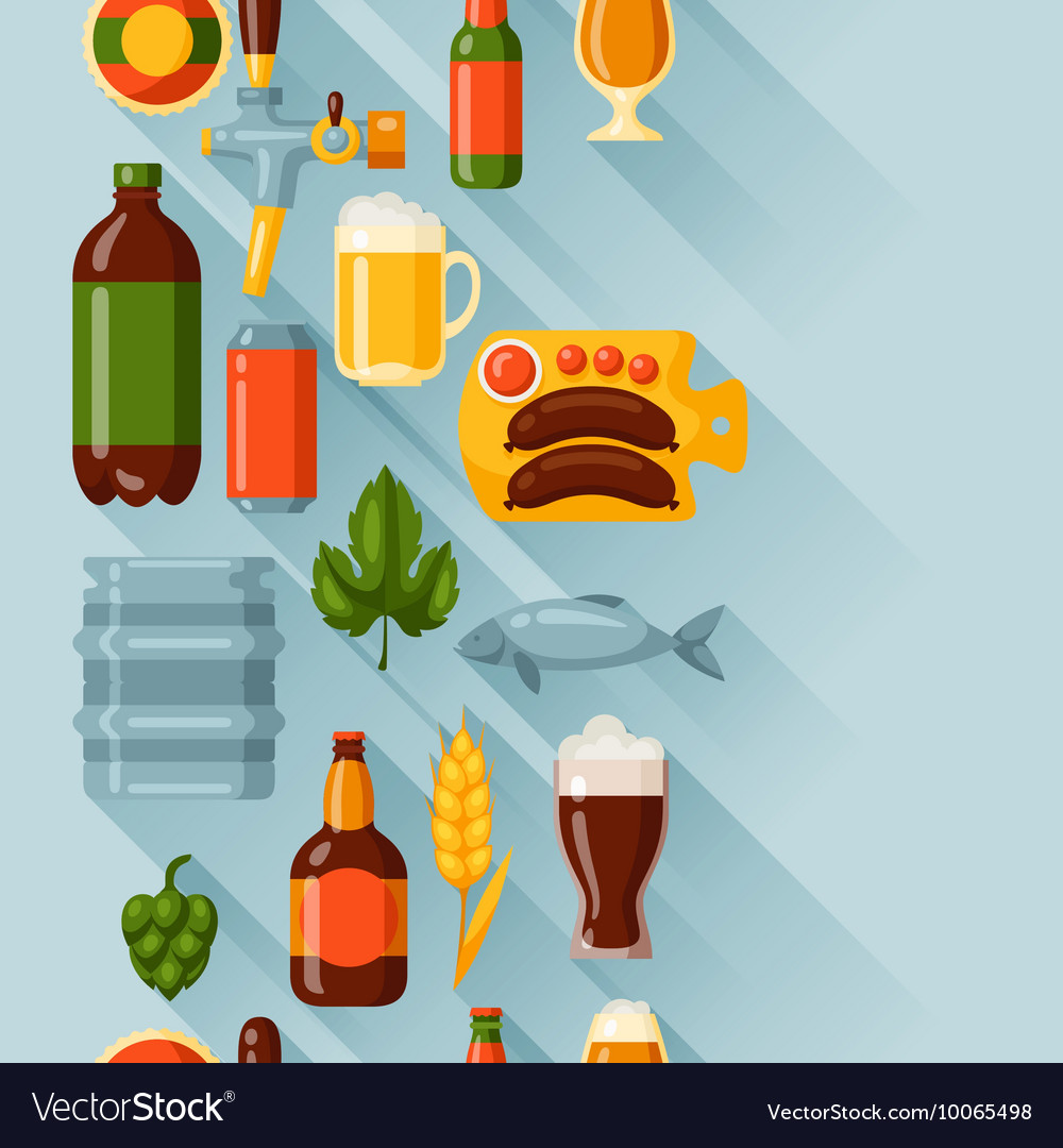 Seamless pattern with beer icons and objects